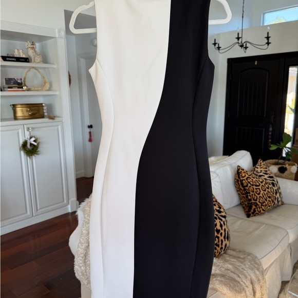 Calvin Klein Two-Tone Black and White Midi Dress - Picture 2 of 2